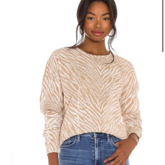 MOTHER Tops - Mother Hugger Fleece Pullover Sweatshirt Zebra Tiger Print XS